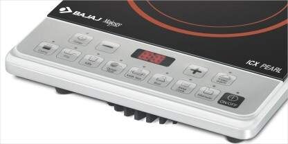 Bajaj Pearl Induction Cooktop (Black White Red Push Button)